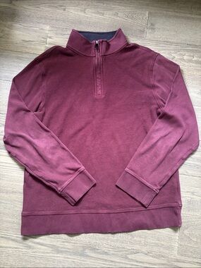 Ted Baker | Textured Quarter-Zip Pullover Sweatshirt Maroon/burgundy Size Large